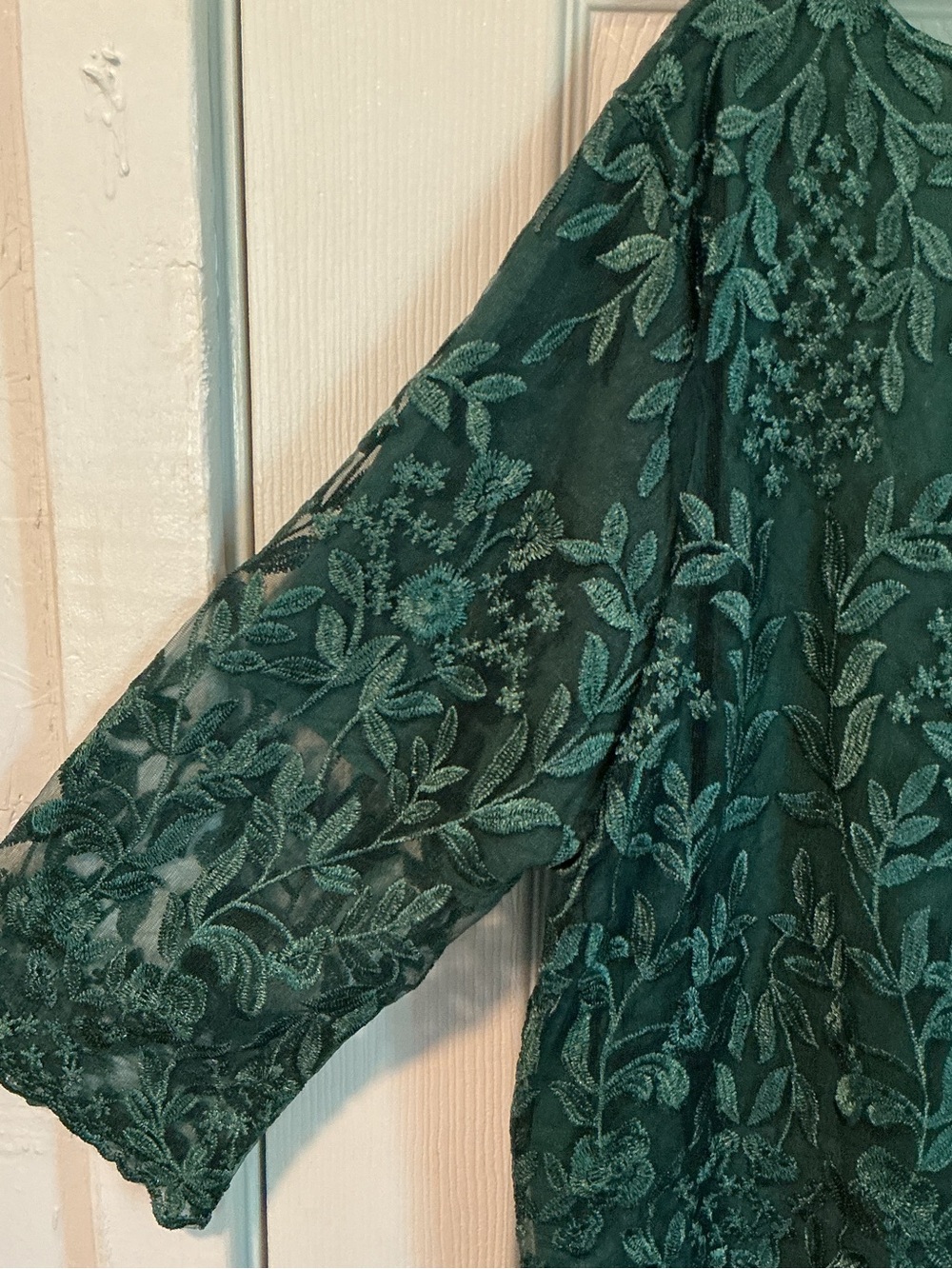 SHEIN Emerald Green Lace Overlay Maxi Dress - Picture 3 of 4